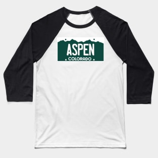 Aspen, CO License Plate Baseball T-Shirt